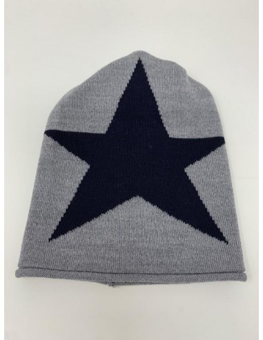 copy of Hat in 100% merino wool with star color grey