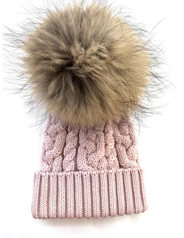 Cappello 100% lana a trecce con pon pon murmasky naturale colore rosa