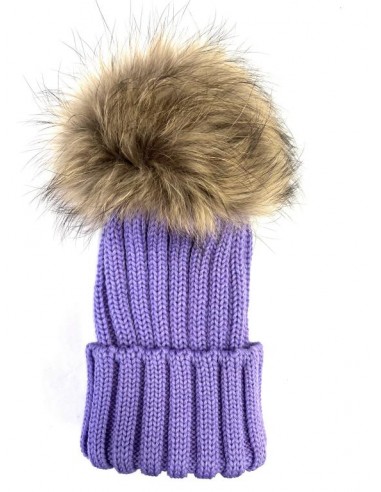 Modello a coste 100% lana con pon pon murmasky naturale colore lilla