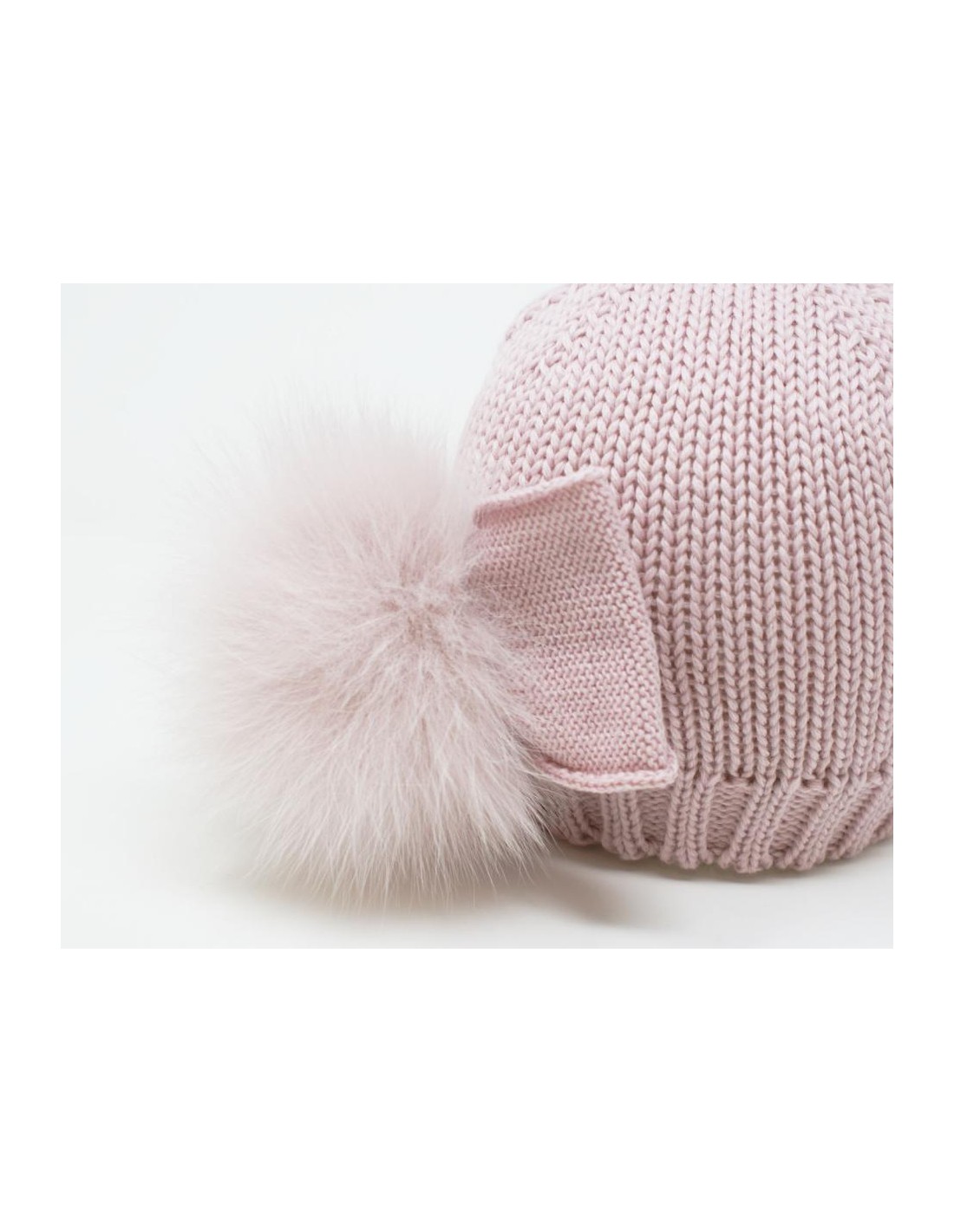 Cappello in 100% lana merino e pon pon rosa