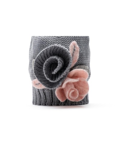 Modello 100% lana con rose grigie e rosa colore grigio
