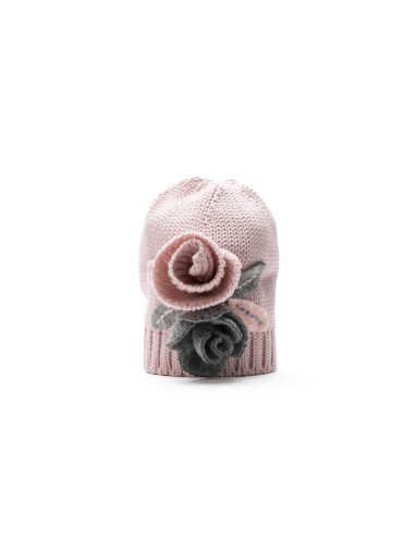 Modello 100% lana con rose colore rosa intenso
