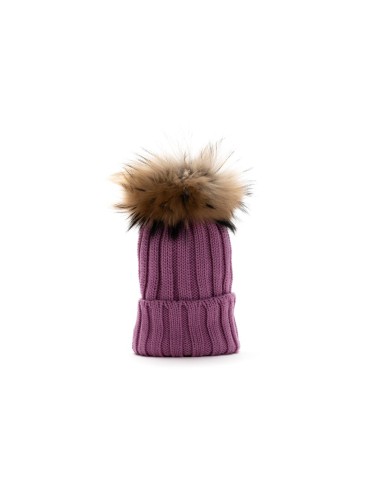 Modello 100% lana a coste con pon pon murmasky naturale colore ginosa