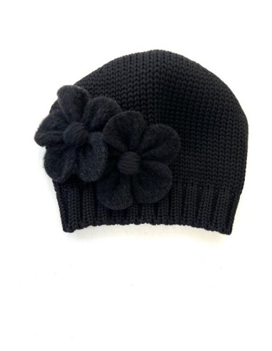 Modello 100% lana con due fiori lana cotta colore nero