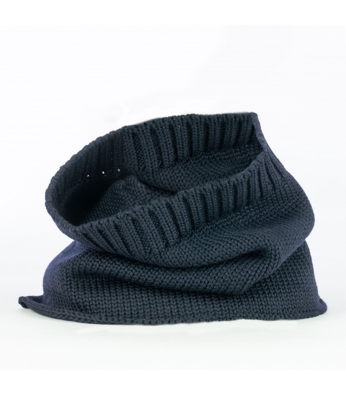 Neckband in 100% merino wool colour navy blue